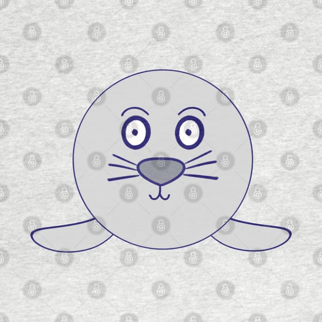 Kawaii Silly Face Grey Baby Seal by vystudio